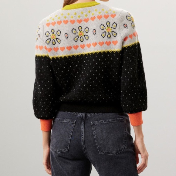 Kate Spade New York Embroidered Fair Isle Sweater in Alpaca from Peru, S - Picture 4 of 9